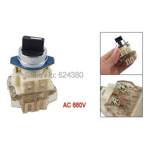 LAY3-11/21 AC 660V 10A 4 Screw Terminals Three 3 Positions Panel Mount Rotary Select Selector Switch 22mm 7/8" LAY3-1131