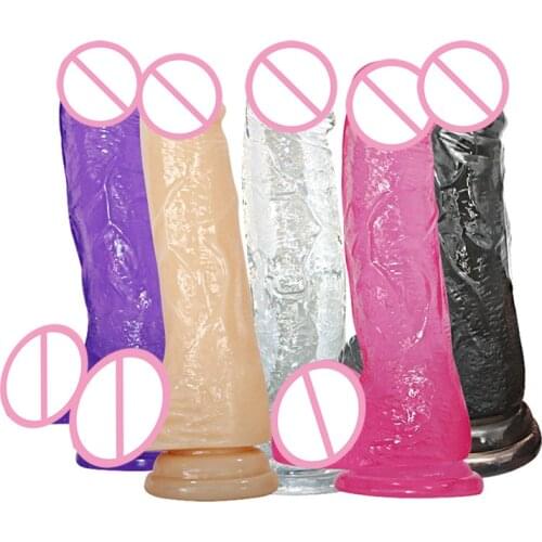 Suction Cup Dildo Realistic Real Feel Anal Plug Jelly G Spot Stimulus Masturbation Tools 6, 7, 8 Inch Small Medium Large Penis