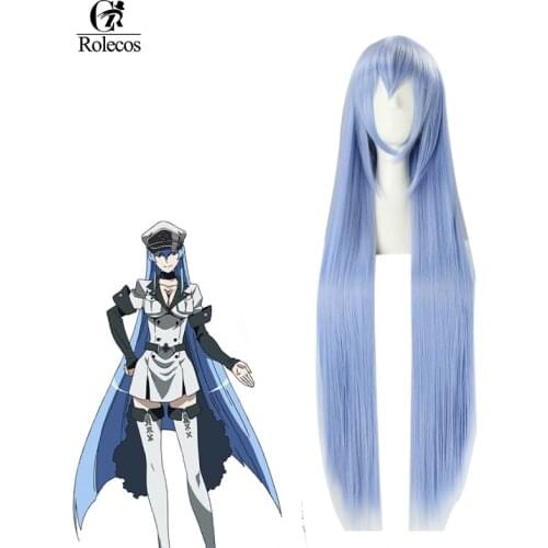 ROLECOS Akame ga KILL Anime Cosplay Headwear Esdeath Cosplay Synthetic Hair Esdese Long Blue 100cm Hair