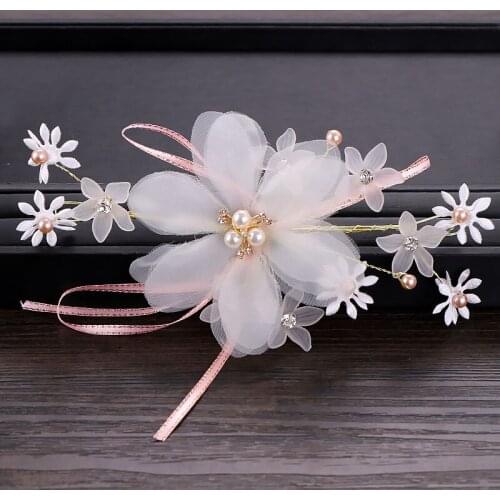 Bride Headwear Handmade Flower Floral Wedding White Headpieces Hair Decor BN