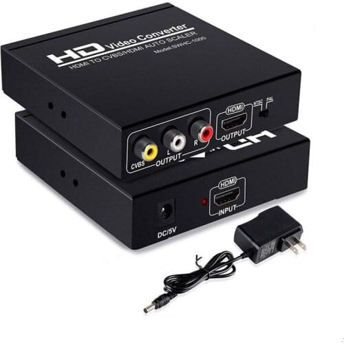 1080P HDMI to RCA HDMI Converter 3RCA CVBS AV Composite Video Audio Adapter for PS4 Apple TV DVD STB Support 1080P PAL NTSC