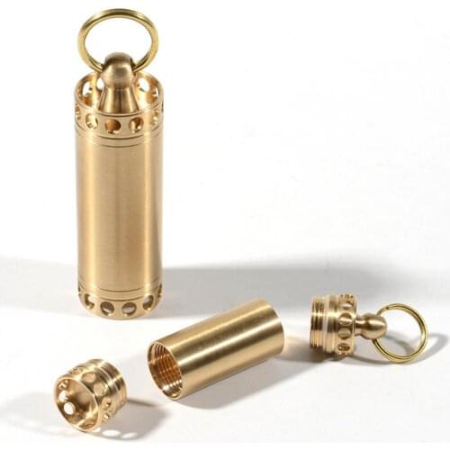 Brass Outdoor Waterproof Capsule Pill Box Seal Bottle Camping First-aid Tool Pill Box