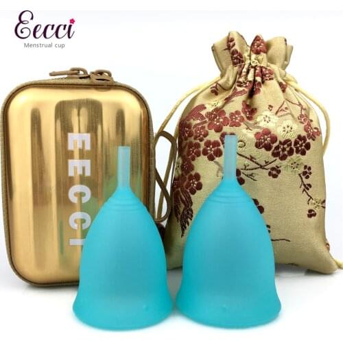 Menstrual Cups Soft Flexible,Reusable Medical-Grade Silicone monthy Cope with 1case 1 bag - 2 Size - 2pc Tampon Pad Alternative
