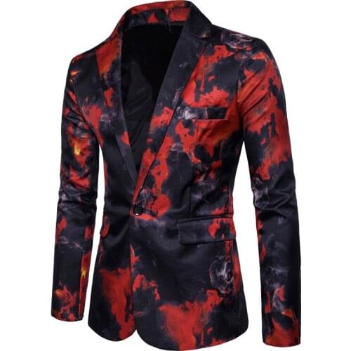 Mens Casual Suits, Business Suits, Red and Blue Flame Printing Dresses, Costumes for Men Wedding Suits for Men