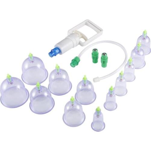 12Pcs/Set Vacuum Cupping Massage Set Chinese Medicine Vacuum Massage Suction Cups Body Pain Relief Suction Pumps Therapy Kit