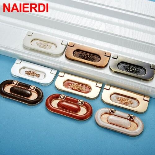 NAIERDI 64mm Zinc Alloy Modern Embed Knobs Kitchen Cabinet Cupboard Door Drawer Handles Wardrobe Hidden Pulls Furniture