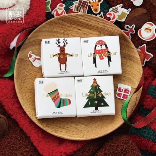 50 Pcs/Set Christmas Tree Snowman Decorative Mobile Stickers Scrapbooking DIY Craft Stickers Stationery