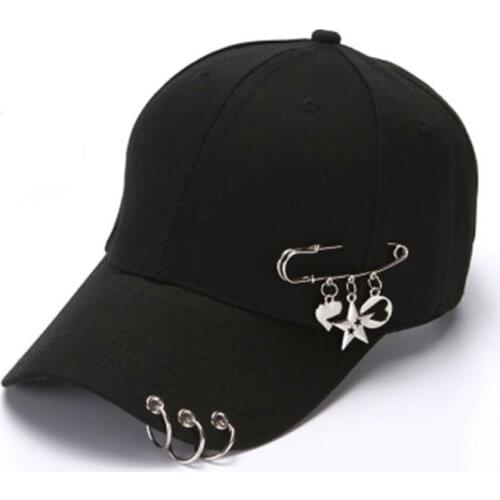 Solid Summer Cotton Girls Casual Baseball Caps Metal Ring Hip Hop Snapback Hats For Sport Dance Rivets Casquette Gorras