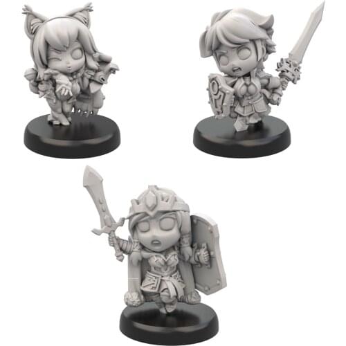 25mm Base , Resin Model Figure GK , 3 Figure , Unassembled and unpainted kit