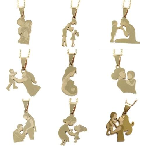 New Family Stainless Steel Necklace For Women Gold And Silver Color Love Mom Dad Son Daughter Necklace Engagement Jewelry Gift