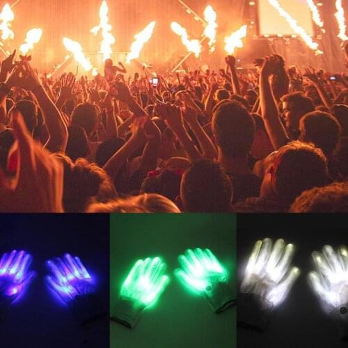 1Pair LED Light Up Hand Finger Gloves Halloween Christmas Costume Dance Decor LED Gloves 7 Light Finger Toys Party Supplies