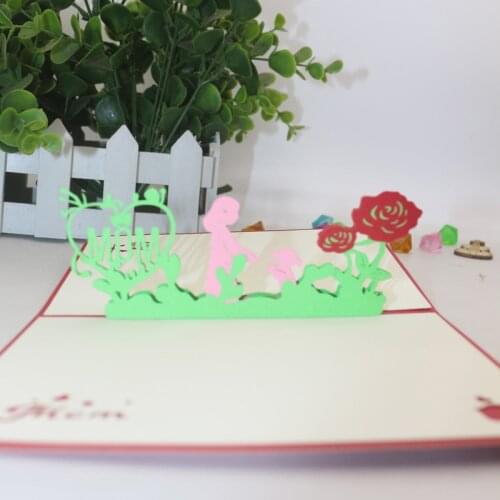 3D Handmade Mother and Daughter I LOVE MOM Paper Greeting Cards PostCard Thanksgiving Mothers Day Grandma Gift