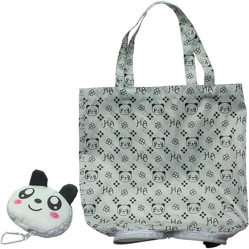 Hasp Cartoon Anime Folding Shopping Tote Reusable Eco Bag Panda Frog Pig Bear waterproof shopping bag Grocery Handbags
