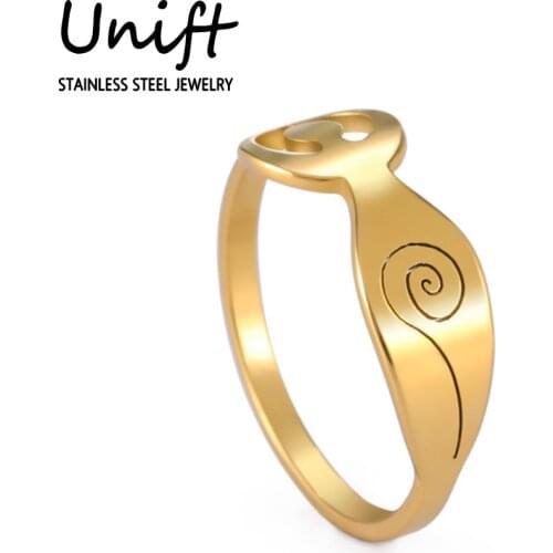 Unift Moon Goddess Rings Women Men Stainless Steel Ring Fertility Talisman Jewelry Pagan Goddess Mother Earth Accessories Gift