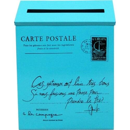 Retro Iron Metal Wall Mounted Mailbox Bucket Newspaper Letter Box Post Garden Decor 30cm x 23cm x 6cm