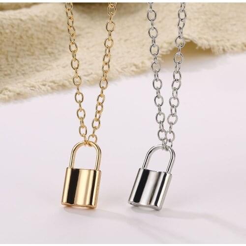 Vienkim Fashion Gold Lock Pendants Chains Necklaces For Women Party Jewelry 2020 Pendant Chain Necklace For Women Gift