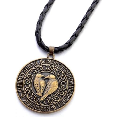Viking Viking Pendant Necklace Valknut Raven RUNE Pendant Knot Viking Amulet Pendant Necklace