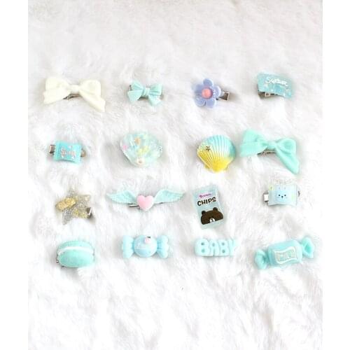 Blue Candy Hairclip Headdress Edge Clamp Lolita Sweet Mother Ci Sweet Double Ponytail Lo Mother Bow