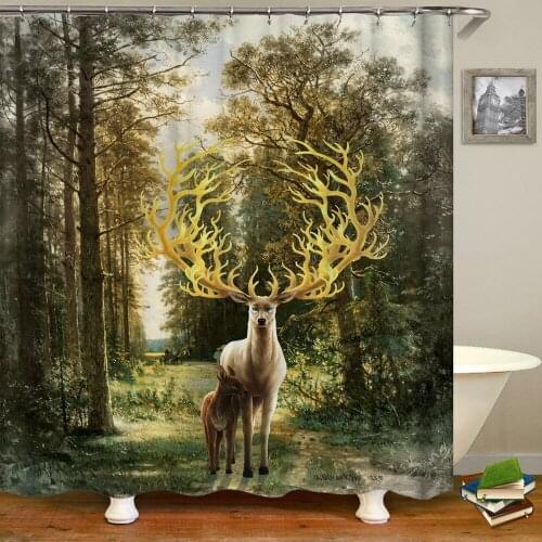 3d Printing Deer Elk Frog Elephant Shower Curtain Bathroom Waterproof Bath Curtains With Hooks Polyester Cloth Bath Screen