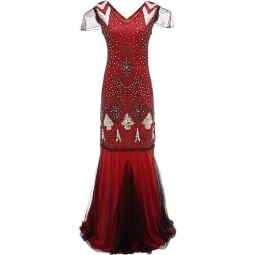 2020 Women Dress Red Sexy Dress Beading Lace Sequined V-Neck Royal Blue Long Dress Vestidos De Fiesta Largos Elegantes De Gala