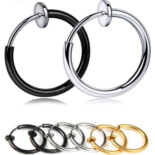 1 Pair Punk Mens/Womens Stealth Clip On Earrings NO Hole Clip Earrings ear Cuff Spring Clip Helix Ring Hoop Fake Ear Ring Hoop