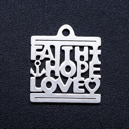 10pcs/lot Faith Hope Love DIY Jewelry Charms Wholesale 100% Stainless Steel Charm for Bracelet Making Dropshipping