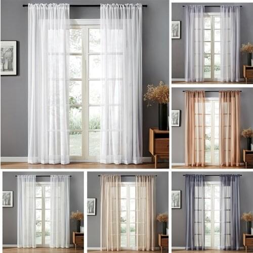 100*250cm White Tulle Sheer Window Curtains for Living Room Bedroom Tulle Voile Organza Curtains Fabric Drapes Drape Door