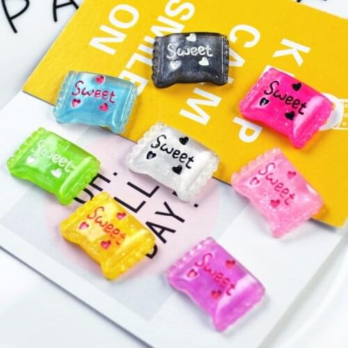 100pcs/lot 20X14mm Mixed New Design Kawaii Resin Flatback Sweet Candy Cabochon For Art Supply DIY Scrapbooking Craft Favor