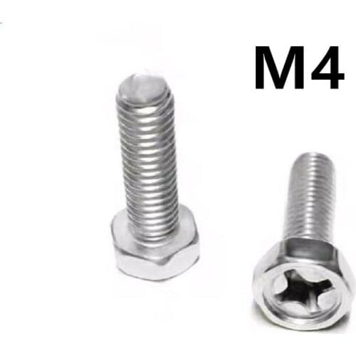 100PCS M4x6/8/10/12/14/16/18/20/50mm GB29.2 stainless steel cross groove groove outside hexagonal bolt outer hexagonal screw