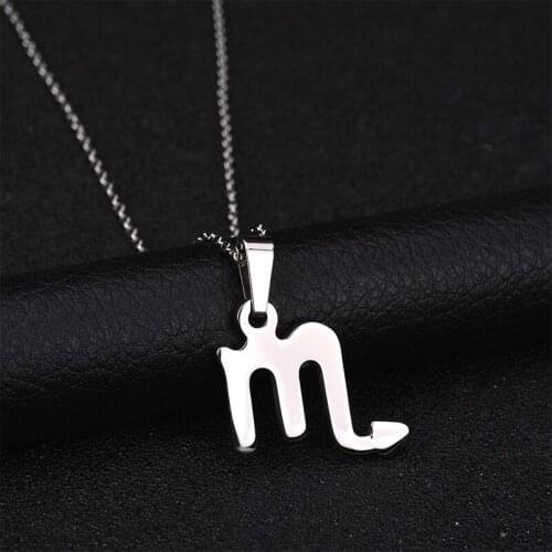 12 Constellations Stainless Steel 3 Colors Zodiac Sign Scorpio Pendant Necklace Name Necklace Birthday Gift Bijoux