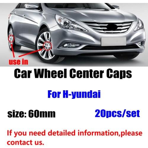 20pcs/lot 60mm Car Wheel Center Hub Caps Car Wheel Rim Hubcap Badge Covers For Hyundai Santa Fe Sonata Solaris Azera Creta I30