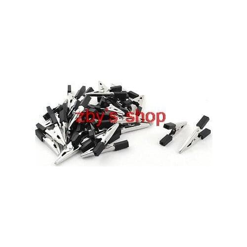 30 Pcs Black Grip Electric Test Crocodile Alligator Clips Clamps 50mm