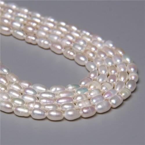 5MM 100% Natural White Rice Oval Shape Freshwater Pearl Beads For Jewelry Making DIY Bracelet Necklace Earring Gifts Wholesale