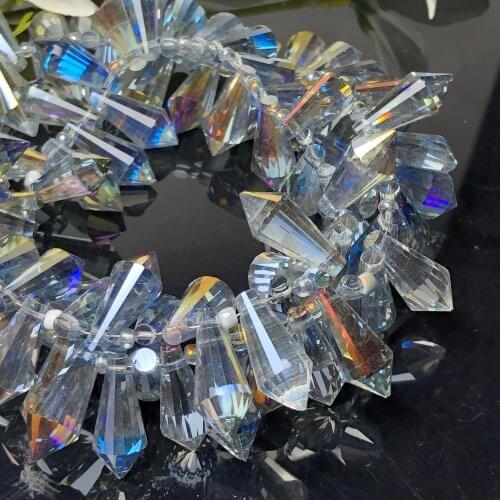 50pcs Teardrop Bicone Prism Faceted Blue Multicolor Crystal Glass Column Loose Pendants Earring Beads For DIY Jewelry Making