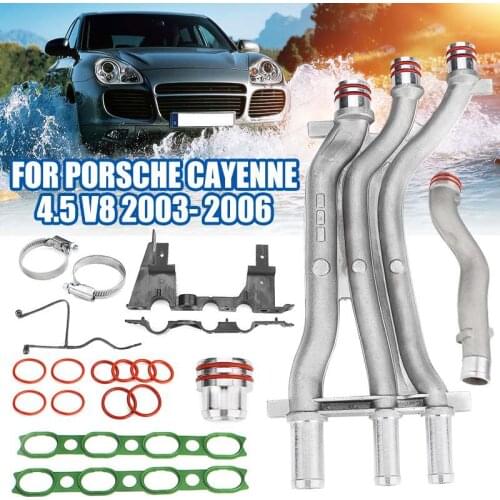 Car Cooling Pipe Aluminum Coolant Tank Water Pipe Hose Repair Kit For Porsche Cayenne 955 2003-2006 Displacement 4.5 V8 Engine