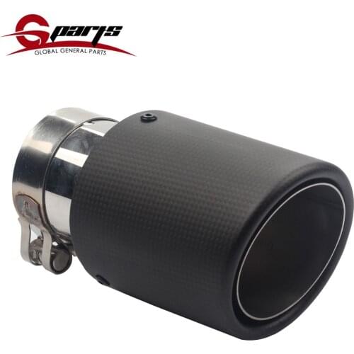 Car Universal Modification Exhaust System Muffler End Tip Tail Pipes 3K Weave Glossy Carbon Fiber Rolling Edge Stainless Steel
