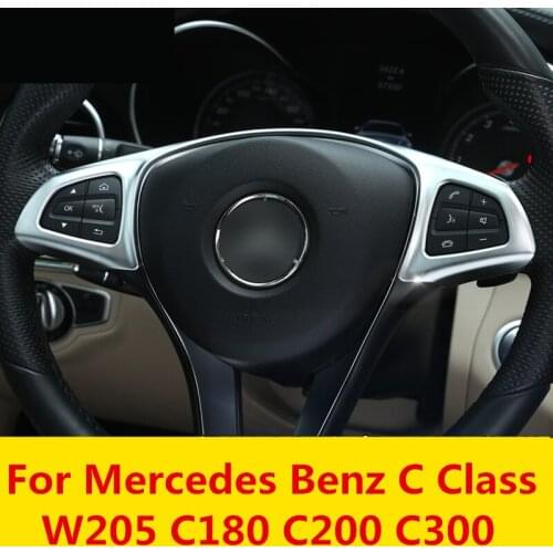 Car Steering Wheel Button Decorative Trim Cover sequin Car-styling accessories For Mercedes Benz C Class W205 C180 C200 C300
