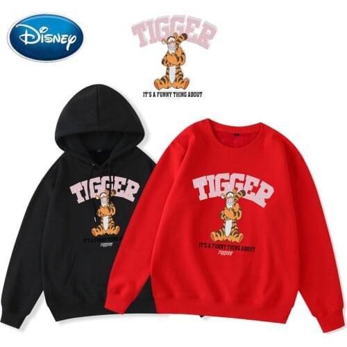 Disney Sweatshirt Winnie the Pooh Tigger Letter Cartoon Print Hooded Pullover Long Sleeve Fashion Unisex Women Tops 3 Colors