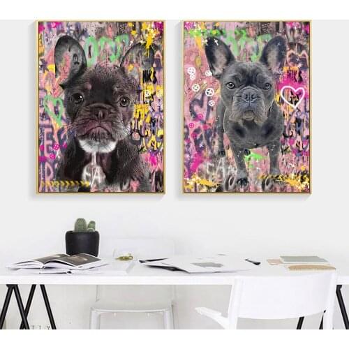 Graffiti Pet Puppy Dog Art Painting On Canvas Wall Art Prints Abstract Animal Picture For Kids Room Cuadros Mural Decoration