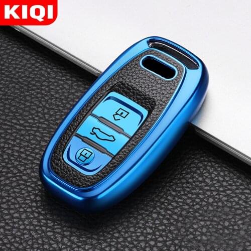 KIQI TPU Leather Smart Car Key Cover Fob Case Protector for Audi A1 A3 A4 A5 A6 A7 A8 Quattro Q3 Q5 Q7 2009 - 2015 Accessories