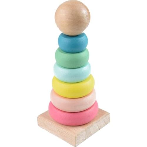 Colorful Kids Wooden Toys Rainbow Tower Early Educational Toys Cognition Learning Baby Toys for Kids Toddlers
