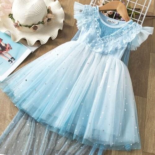 Frozen Girl Dress Summer New Toddler Girl Lace Mesh Wedding Dress Girl Baby Clothing Princess Elsa Tutu Dress