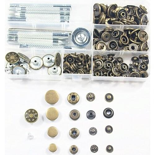 Metal brass Press Studs Sewing Button Snap Fasteners Sewing Leather Craft Clothes Bags handmade DIY Button tool Set 10-17mm