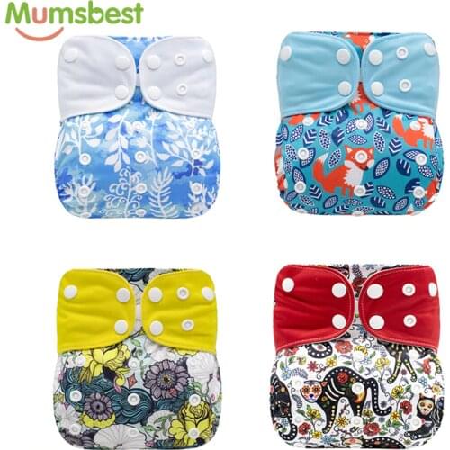 [Mumsbest]4Pcs Washable pocket diaper reusable diapers baby cloth nappy Adjustable Reusable toddler Nappy Anti-leak Patchwork