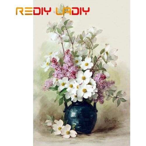 27.4*41cm DIY Crystal Beads Embroidery Kits Accurate Printed Flowers Vase Beadwork Crafts Partial Beaded Cross Stitch Needlework