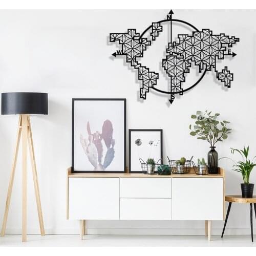 MIGNATIS Compass Wall Art, World Map Flower of Life Wall Decor Metal Hanging Art, home and Office Decor, Room Decor, Travel Map