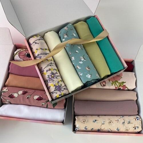 NEW WOMEN GIFTS BOX HIJABS HIAJBS SET CHIFFON SHAWLS