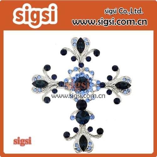 Personalized crystal rhinestone cross brooch