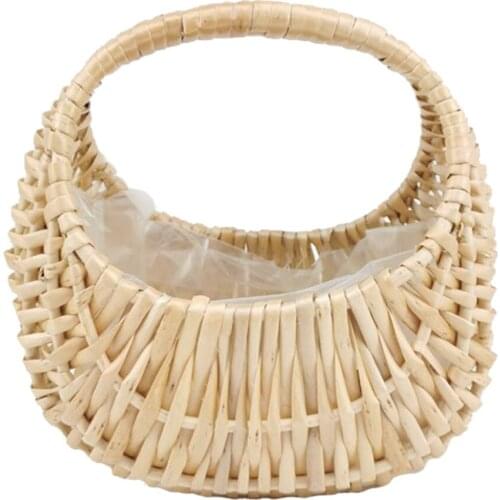 Weave Basket Flower Pot Mini Home Decoration Flowers Hand-woven Natural Photo Props Handheld Wicker Hand-knitting Burlywood Pots