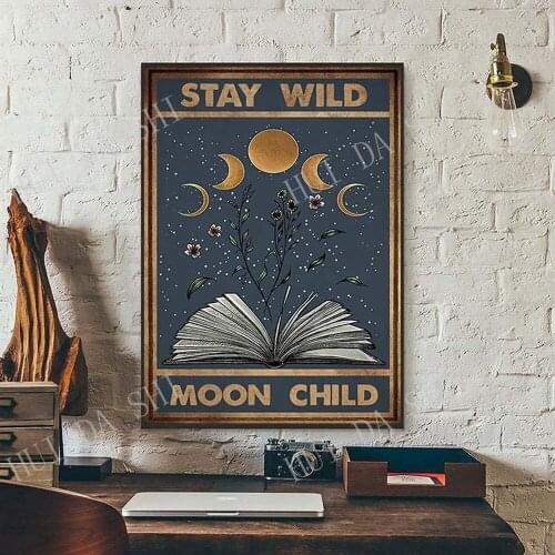 Books poster - Love Book Poster - Stay wild moon child - Vintage Posters - Wall Decoration -Signs for Home -poster -book lovers
